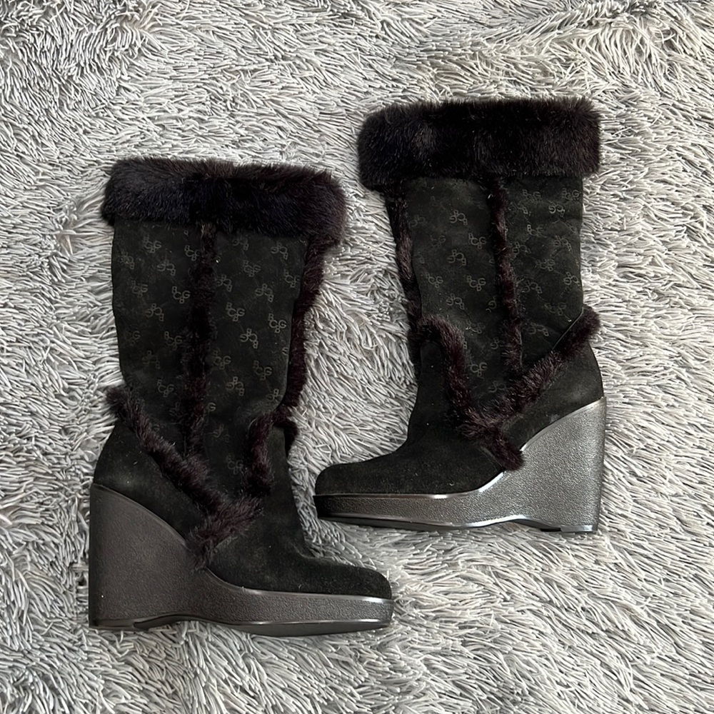 Bcbg cozy  faux fur lined wedge boot